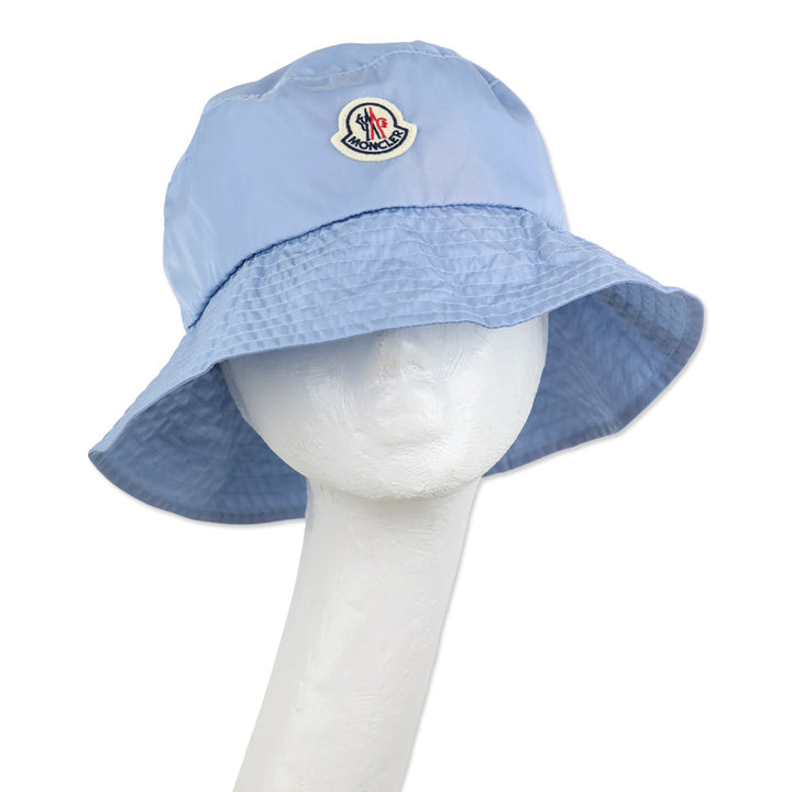 Moncler Light Blue Nylon Logo Bucket Hat