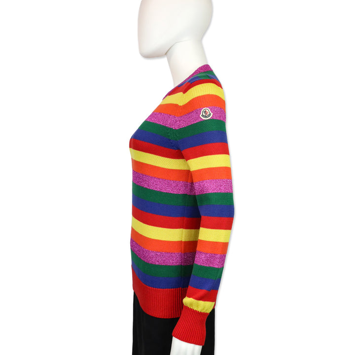 Moncler Multicolor Striped Cotton Knit Crewneck Sweater