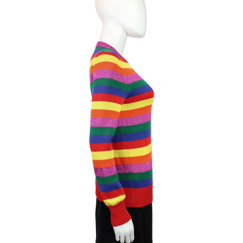 Moncler Multicolor Striped Cotton Knit Crewneck Sweater