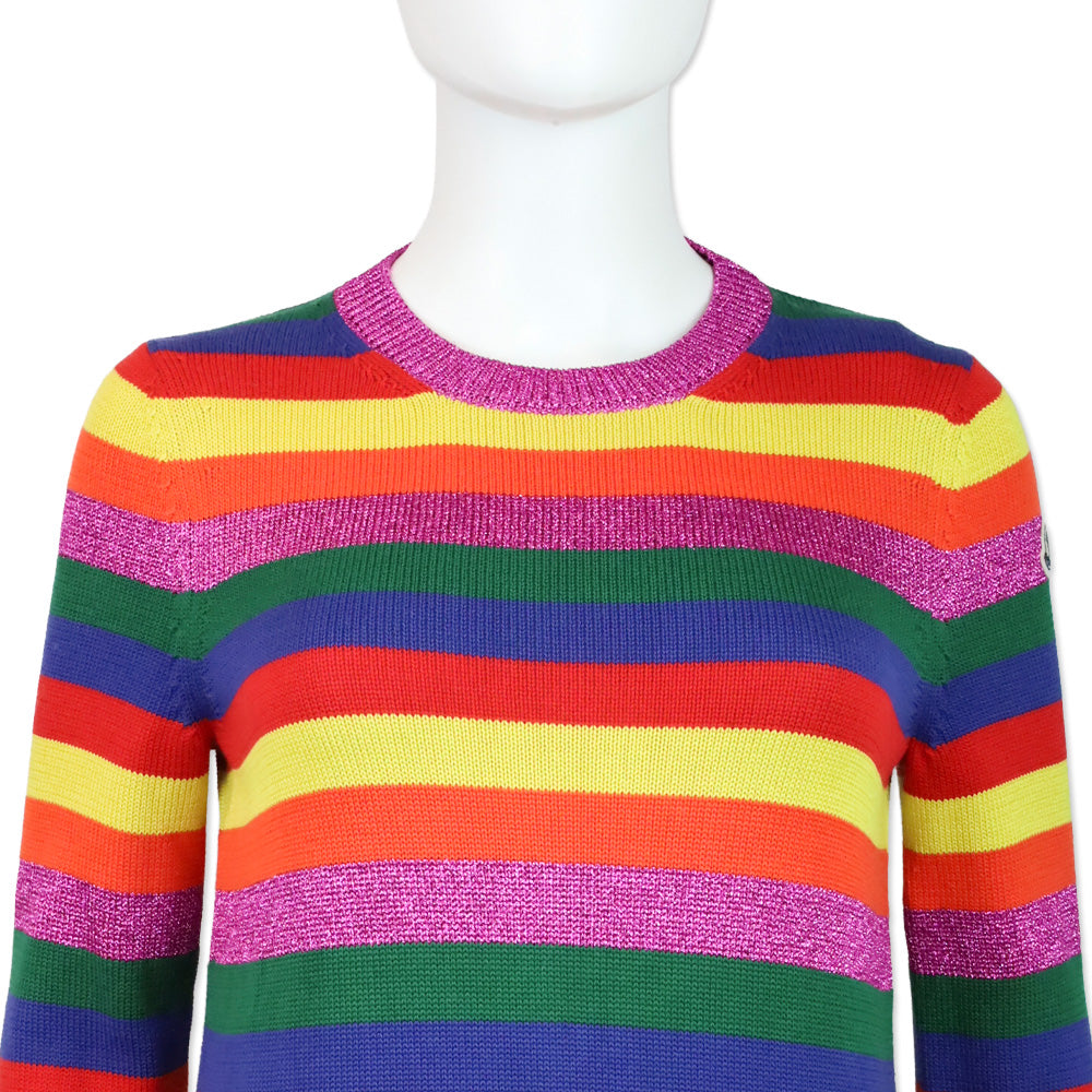 Moncler Multicolor Striped Cotton Knit Crewneck Sweater