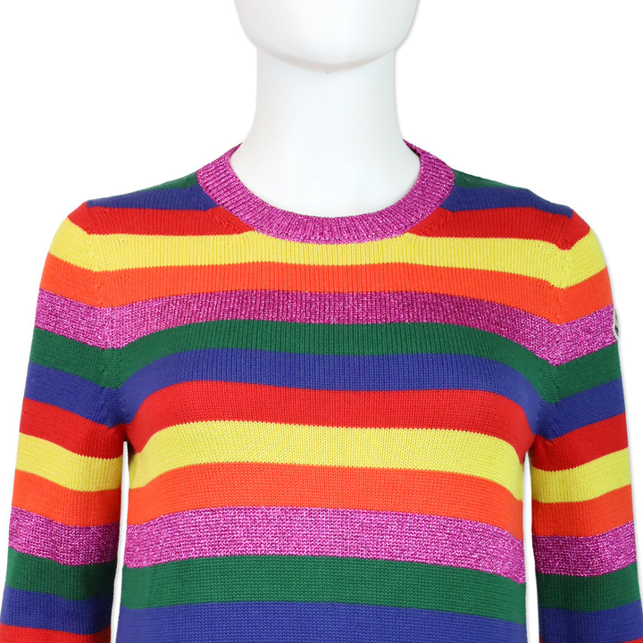 Moncler Multicolor Striped Cotton Knit Crewneck Sweater