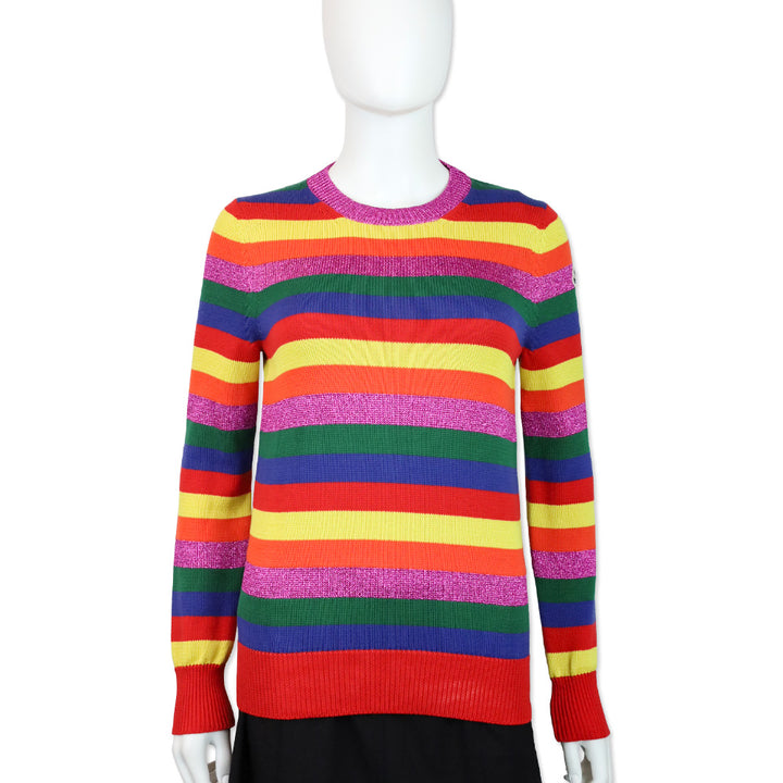 Moncler Multicolor Striped Cotton Knit Crewneck Sweater