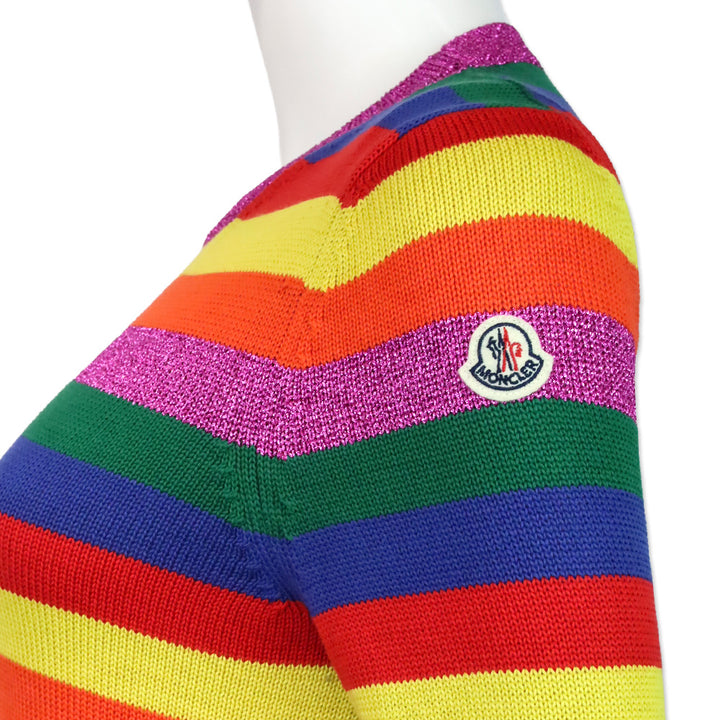 Moncler Multicolor Striped Cotton Knit Crewneck Sweater