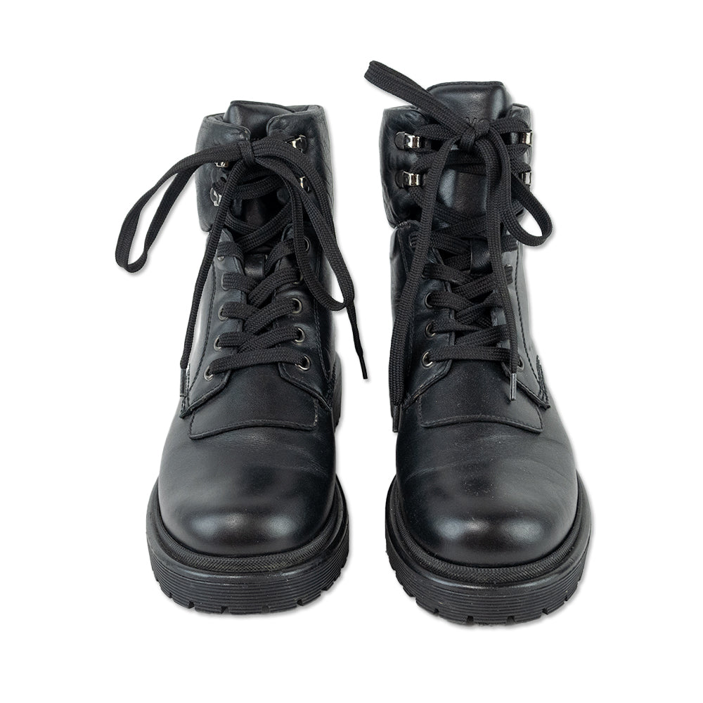 Moncler Patty Black Leather Hiking Boots