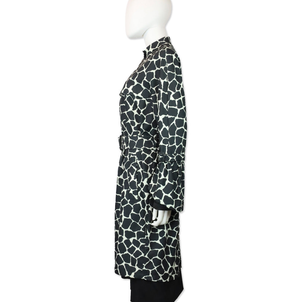 Moncler Premier Godard Giubbotto Black Giraffe Print Zip Trench Coat