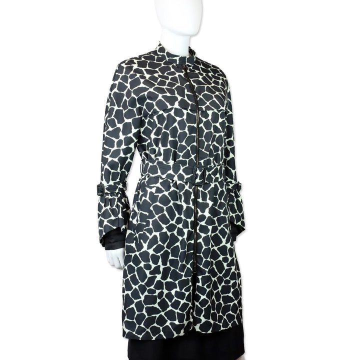 Moncler Premier Godard Giubbotto Black Giraffe Print Zip Trench Coat
