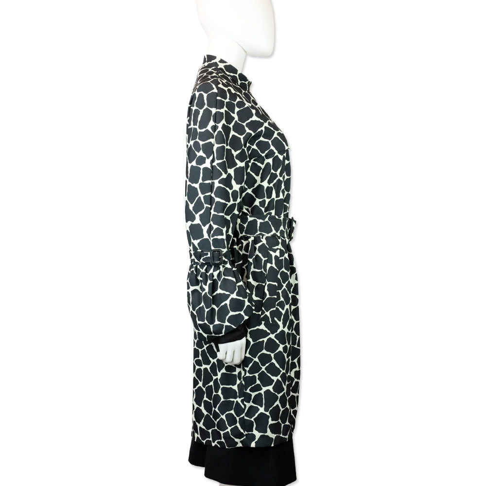 Moncler Premier Godard Giubbotto Black Giraffe Print Zip Trench Coat