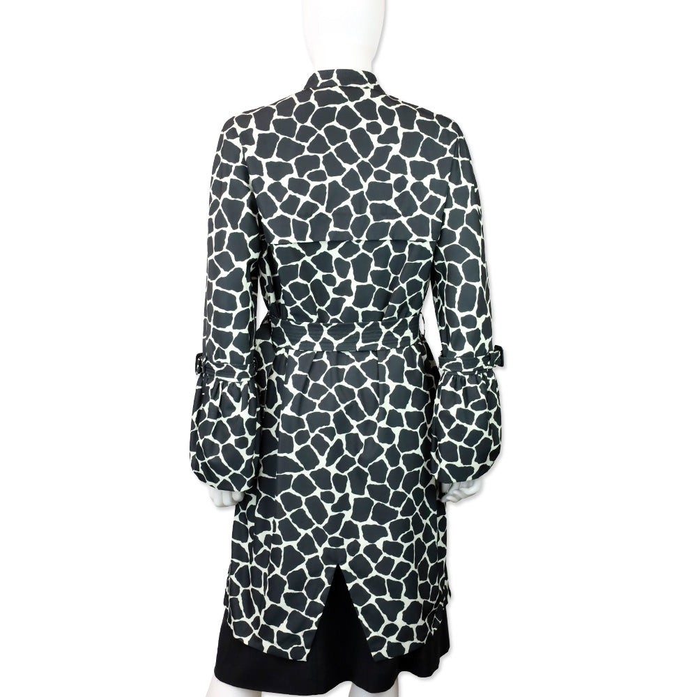 Moncler Premier Godard Giubbotto Black Giraffe Print Zip Trench Coat