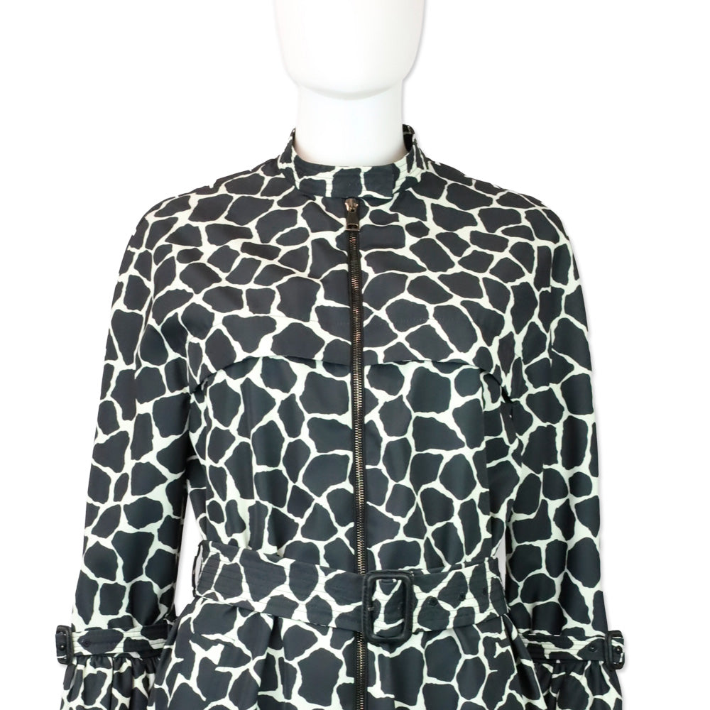 Moncler Premier Godard Giubbotto Black Giraffe Print Zip Trench Coat