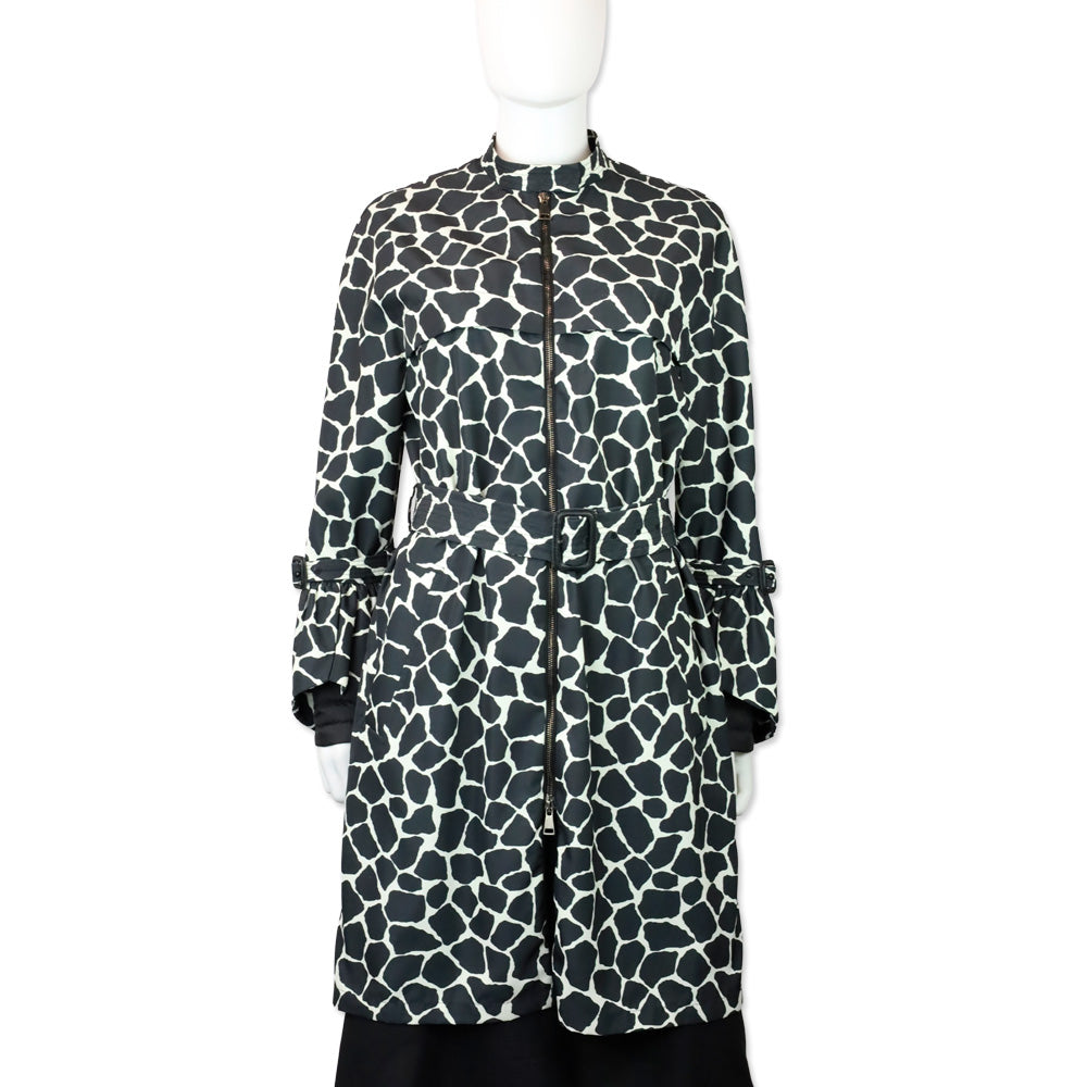 Moncler Premier Godard Giubbotto Black Giraffe Print Zip Trench Coat