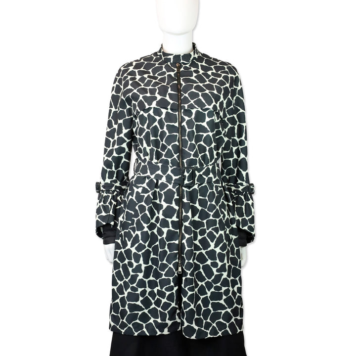 Moncler Premier Godard Giubbotto Black Giraffe Print Zip Trench Coat