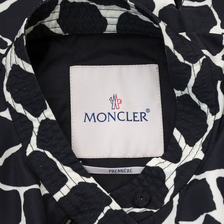 Moncler Premier Godard Giubbotto Black Giraffe Print Zip Trench Coat