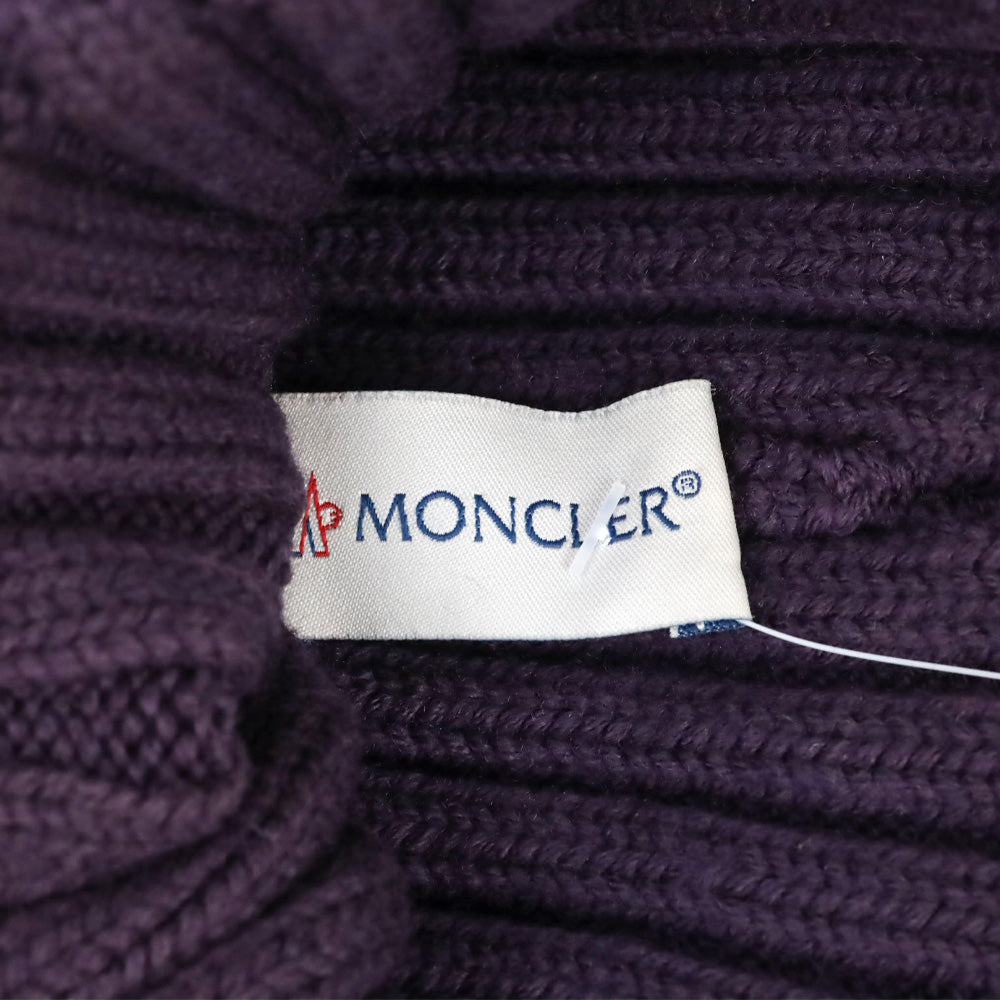 Moncler Purple Ribbed Knit Pom Pom Beanie