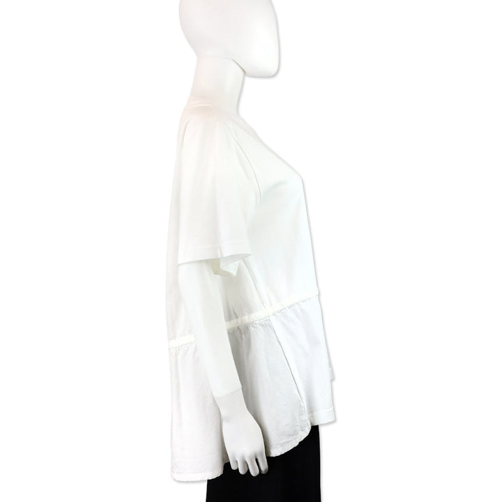 Moncler White Cotton Drawstring Waist Tee Shirt