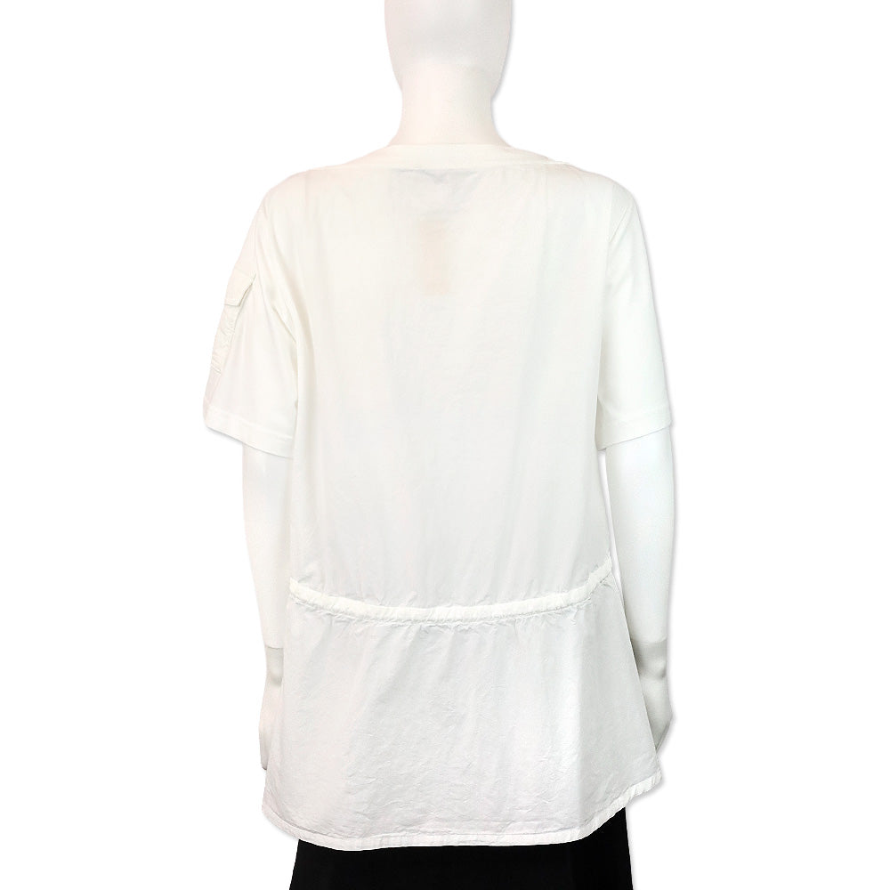 Moncler White Cotton Drawstring Waist Tee Shirt