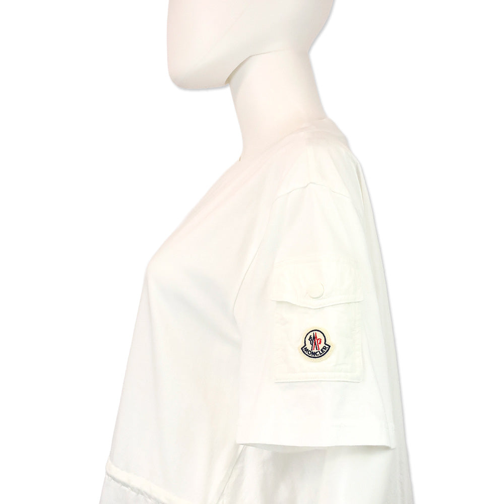 Moncler White Cotton Drawstring Waist Tee Shirt