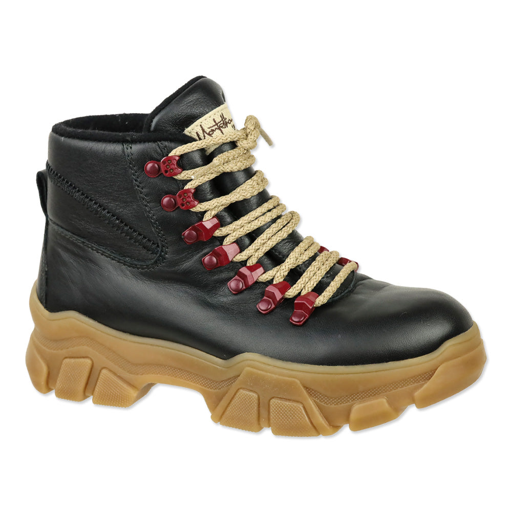 Montelliana 1965 Black Leather/Tan Sole Bucaneve Boot