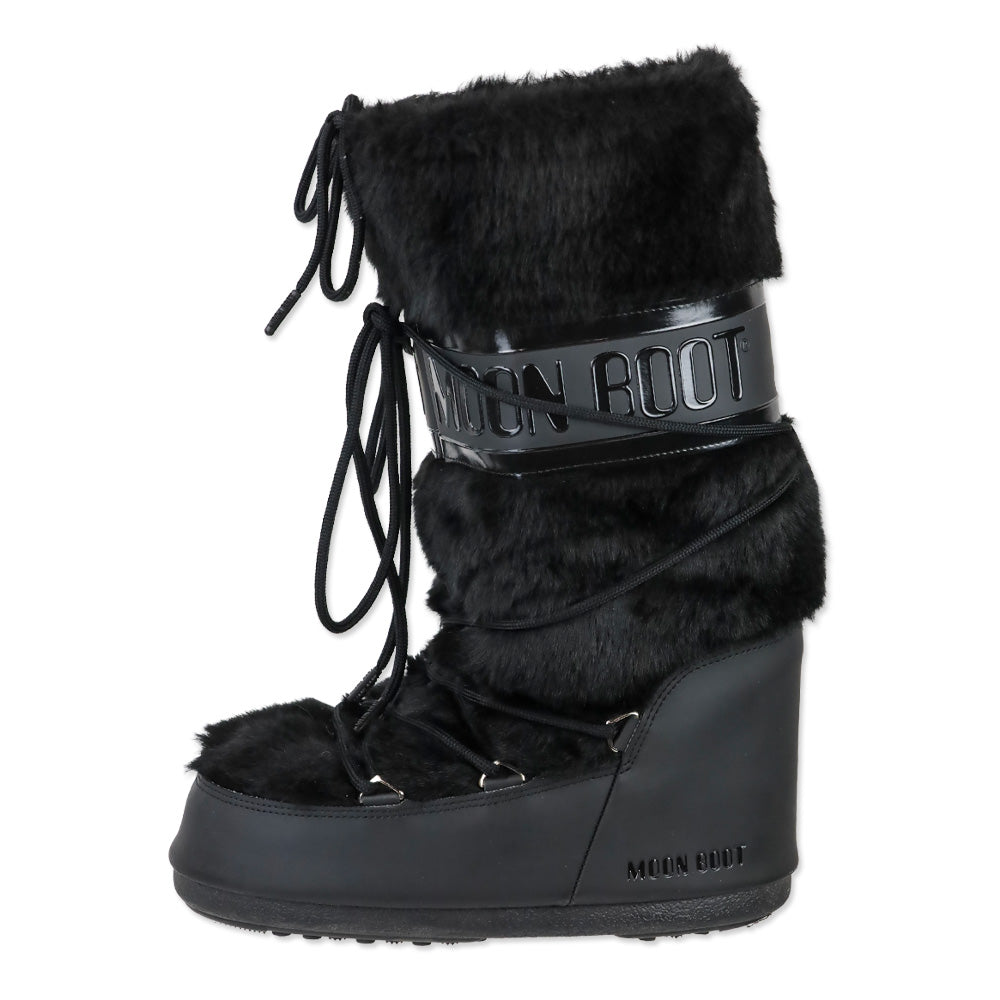 Moon Boot Icon Black Faux-Fur Boots
