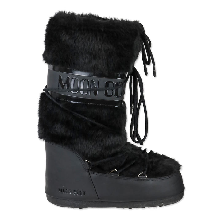 Moon Boot Icon Black Faux-Fur Boots
