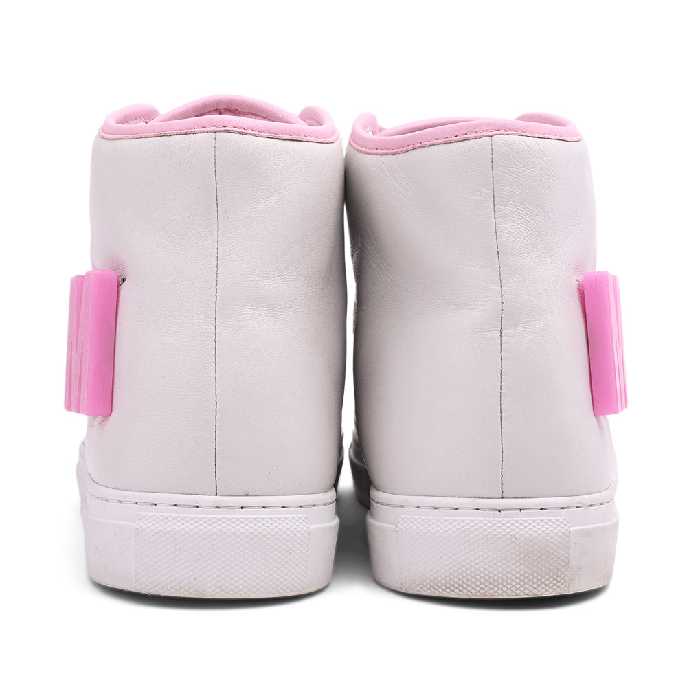 Moschino Pink & White Leather High Top Sneakers