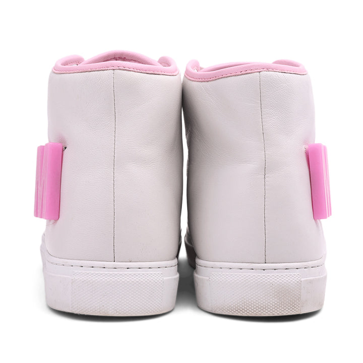 Moschino Pink & White Leather High Top Sneakers
