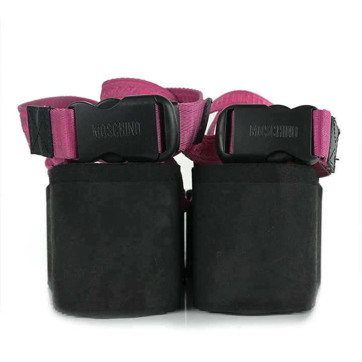 Moschino Pink Logo Tape Platform Sandals