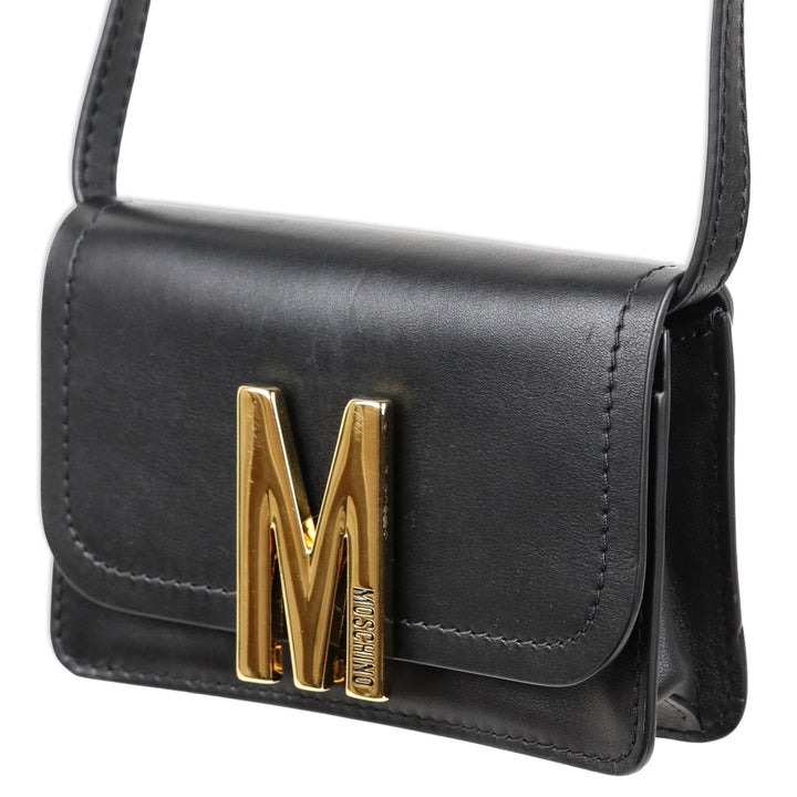 Moschino Black Leather Mini M Bag