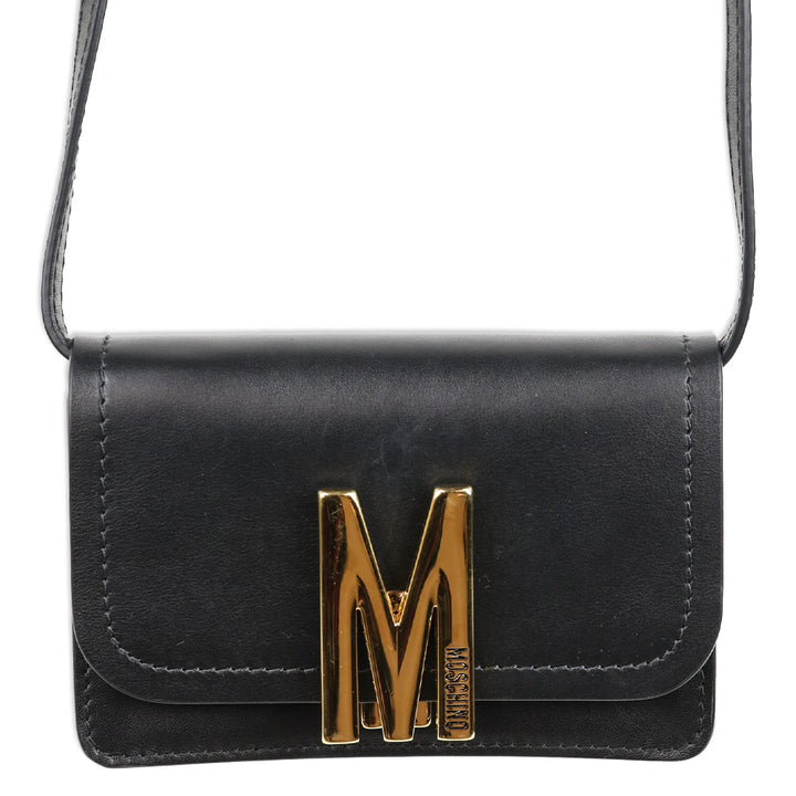 Moschino Black Leather Mini M Bag