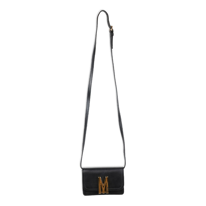 Moschino Black Leather Mini M Bag