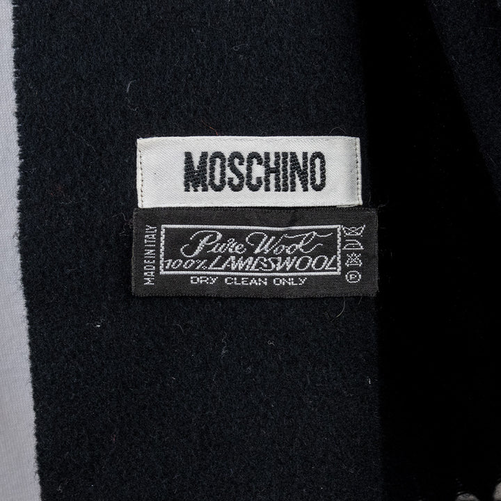 Moschino Black Wool Fringe Scarf