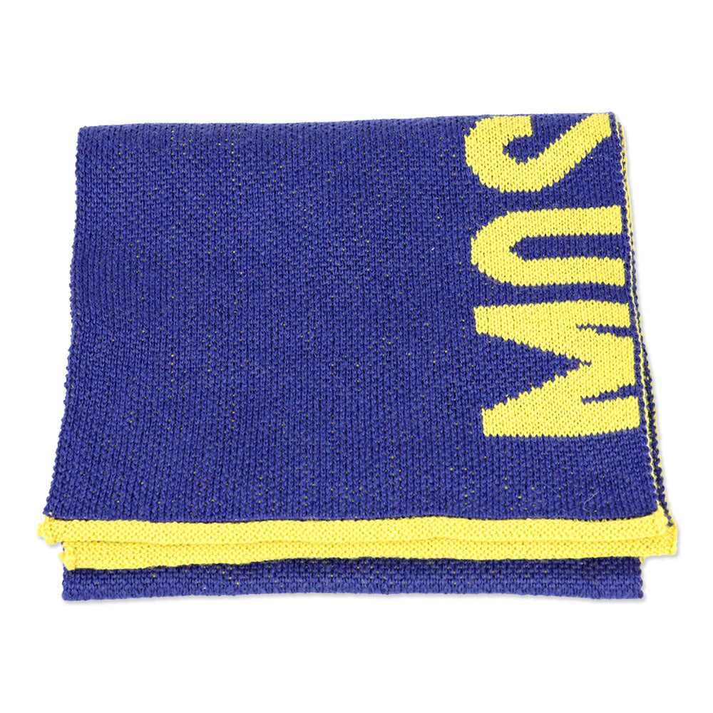 Moschino Blue/Yellow Wool-Blend Knit Scarf