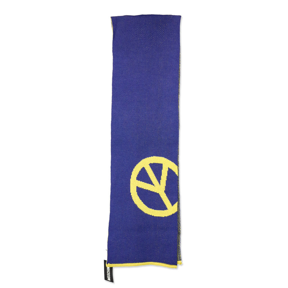 Moschino Blue/Yellow Wool-Blend Knit Scarf