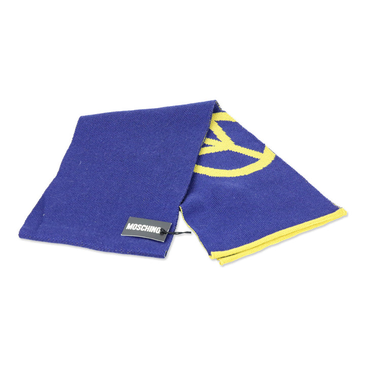 Moschino Blue/Yellow Wool-Blend Knit Scarf