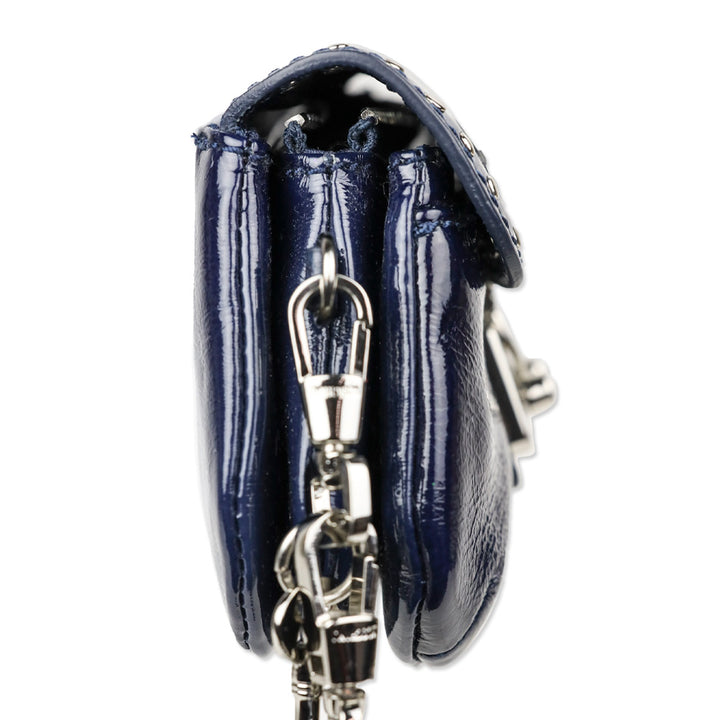 Moschino Cheap and Chic Navy Crinkle Patent Leather Wristlet