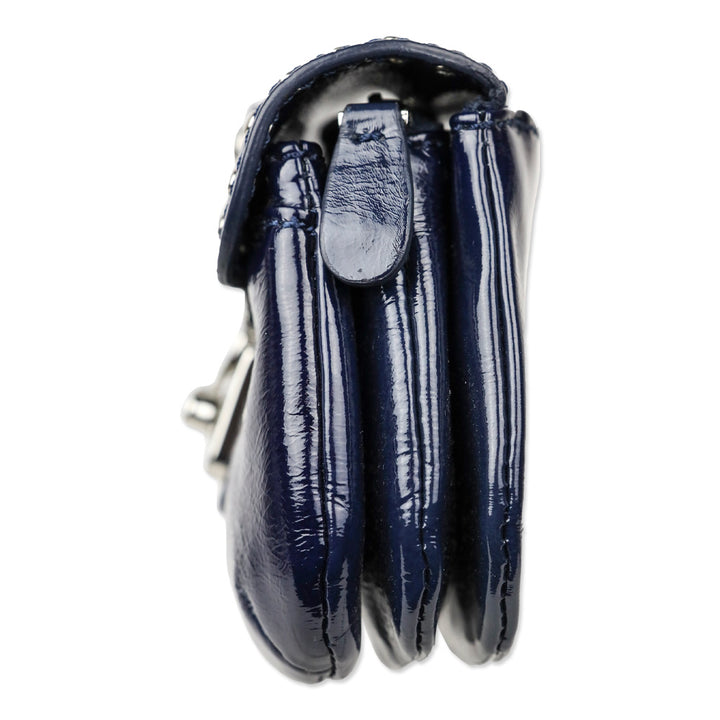 Moschino Cheap and Chic Navy Crinkle Patent Leather Wristlet