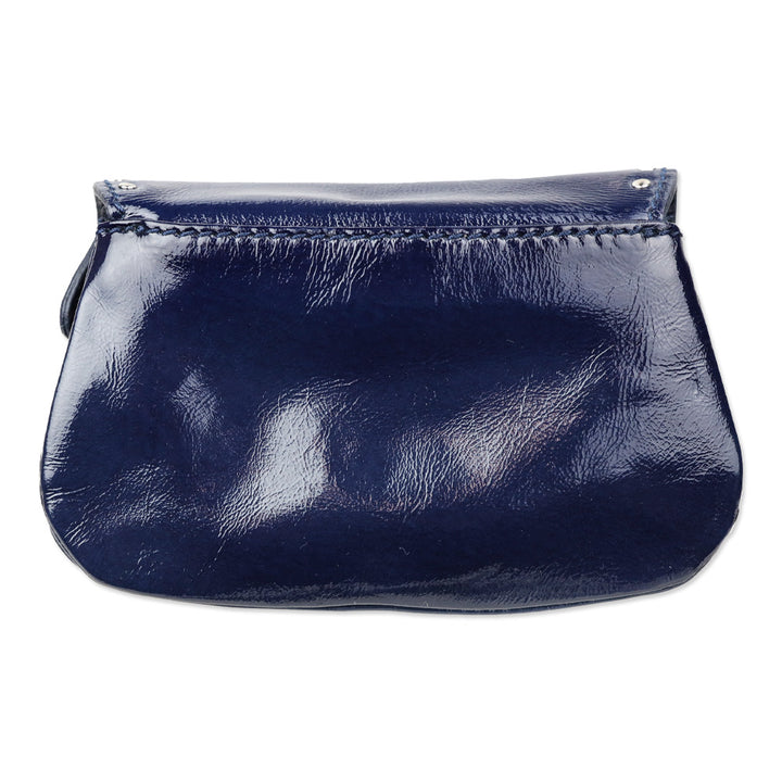 Moschino Cheap and Chic Navy Crinkle Patent Leather Wristlet