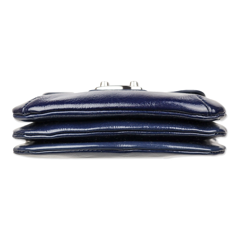 Moschino Cheap and Chic Navy Crinkle Patent Leather Wristlet