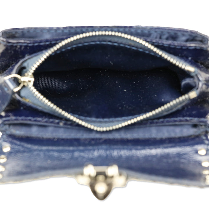 Moschino Cheap and Chic Navy Crinkle Patent Leather Wristlet