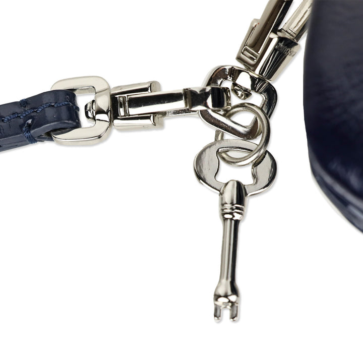 Moschino Cheap and Chic Navy Crinkle Patent Leather Wristlet