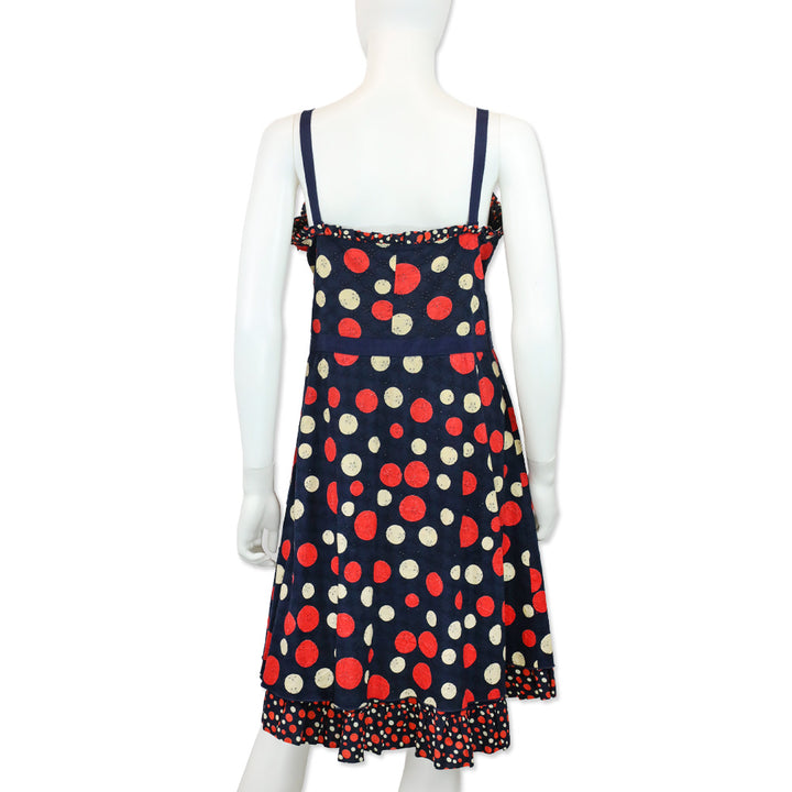 Moschino Cheap and Chic Navy Red Polka Dot Sleeveless Dress