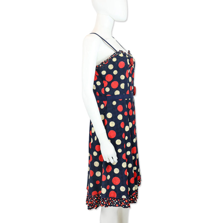 Moschino Cheap and Chic Navy Red Polka Dot Sleeveless Dress