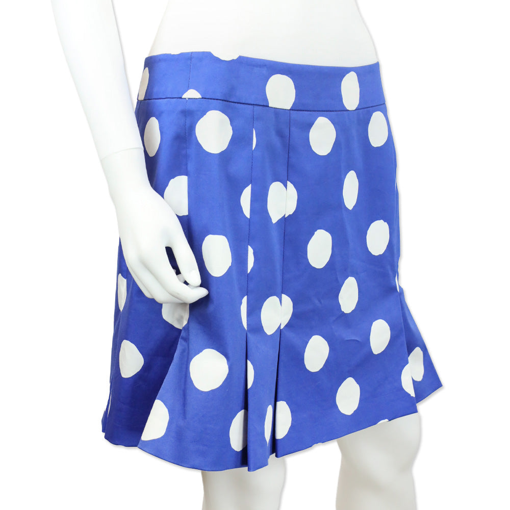 Moschino Couture Blue/White Polka Dot Pleated Mini Skirt