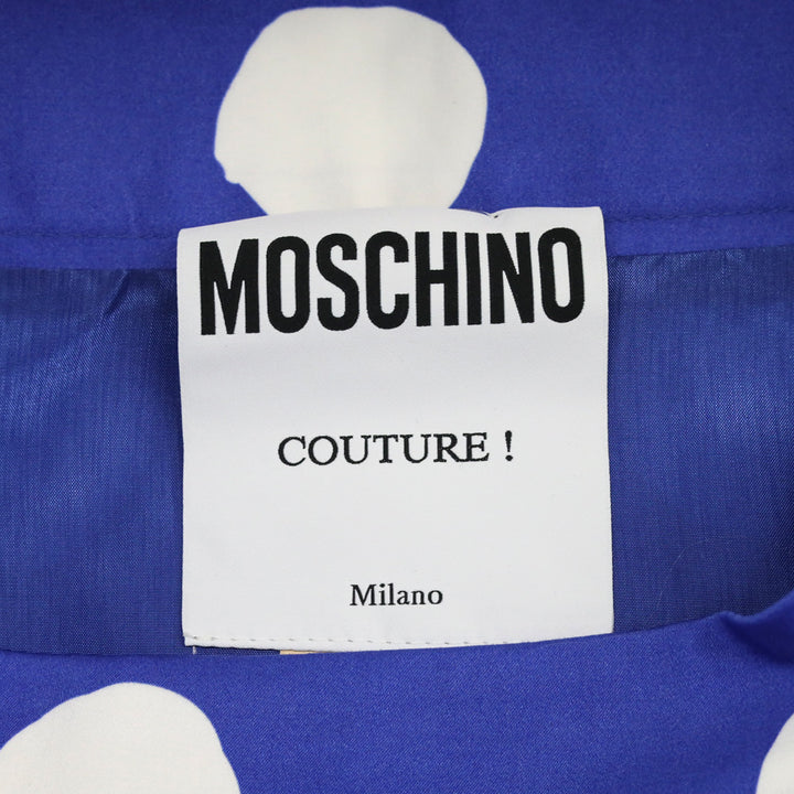 Moschino Couture Blue/White Polka Dot Pleated Mini Skirt