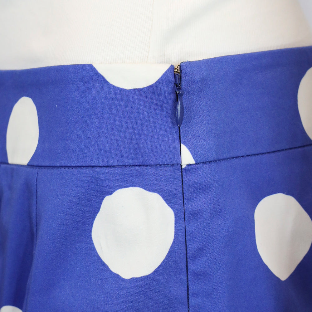 Moschino Couture Blue/White Polka Dot Pleated Mini Skirt