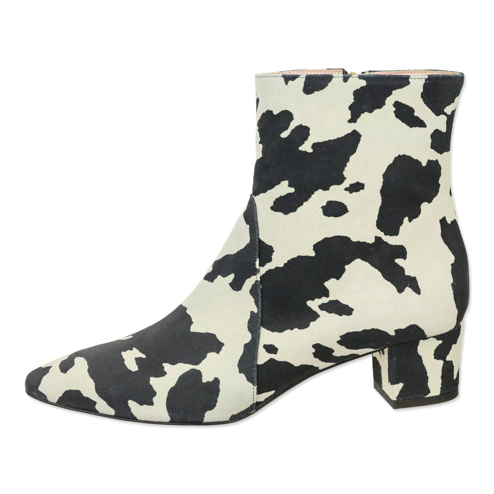Moschino Cow Print Leather Ankle Boots