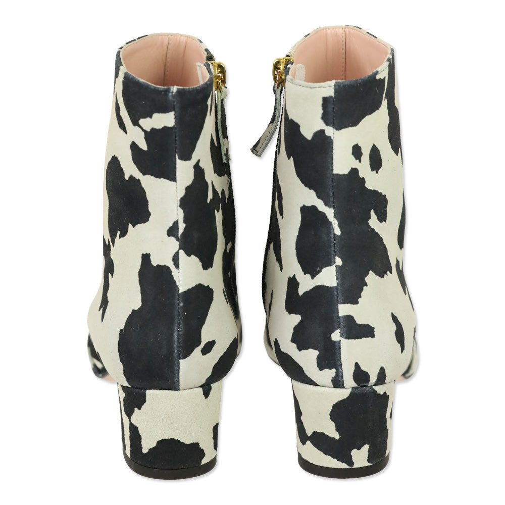 Moschino Cow Print Leather Ankle Boots
