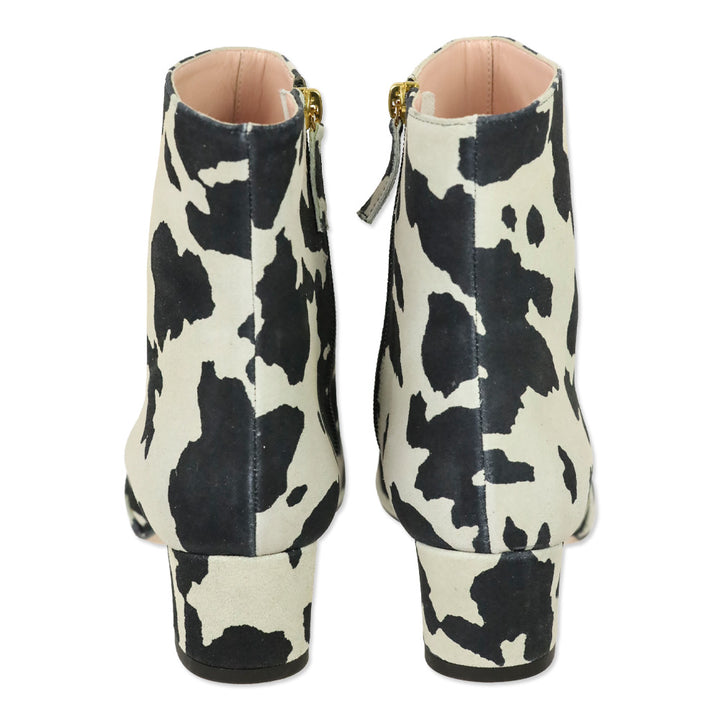 Moschino Cow Print Leather Ankle Boots