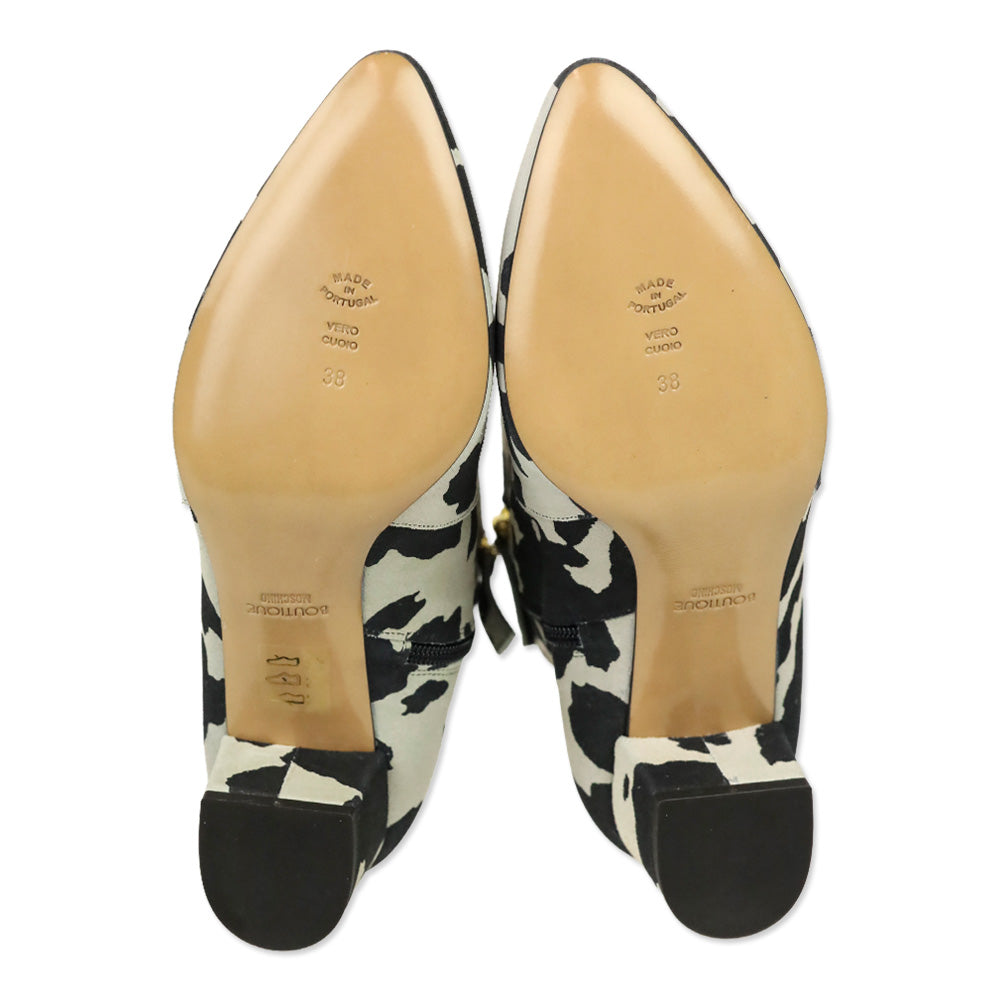 Moschino Cow Print Leather Ankle Boots