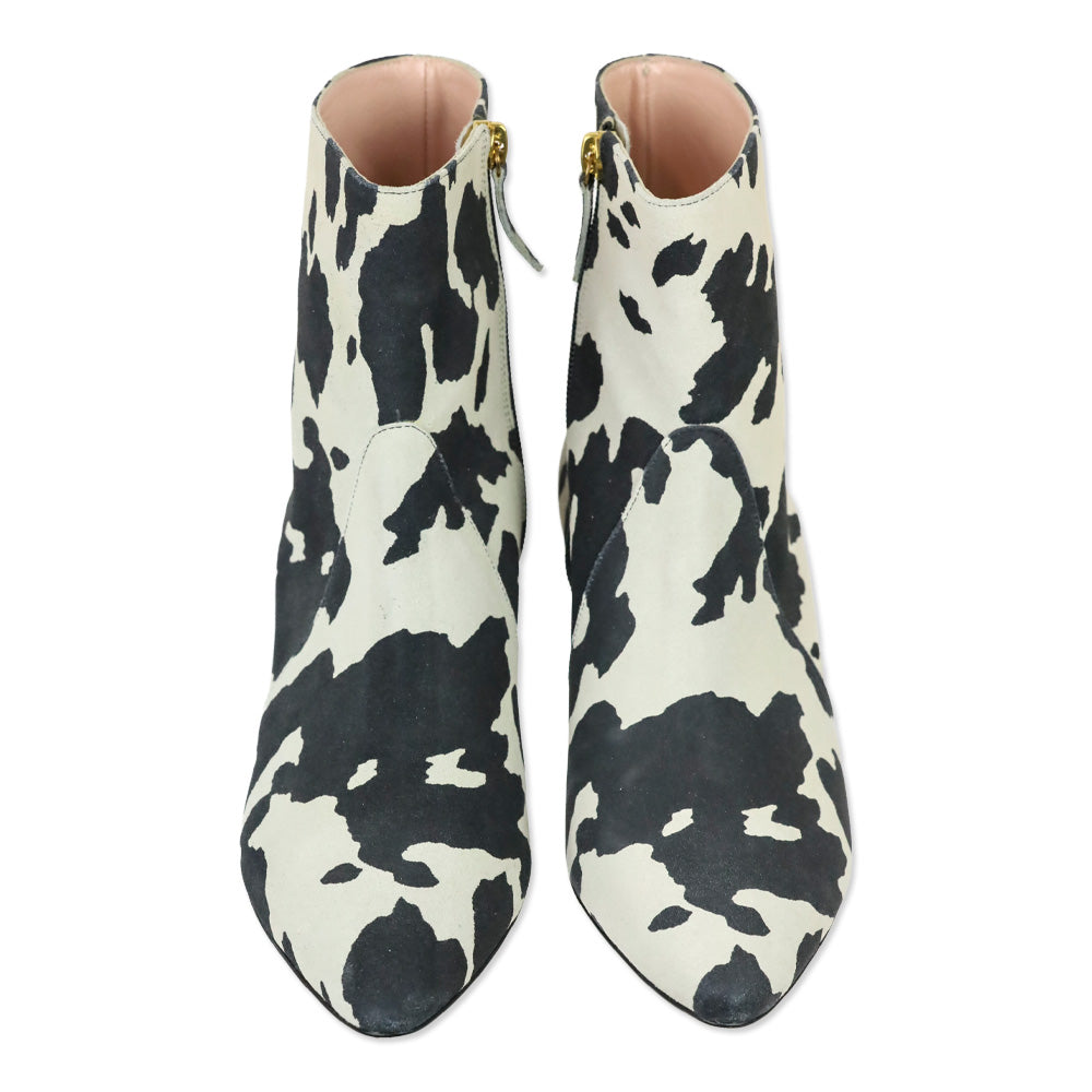 Moschino Cow Print Leather Ankle Boots