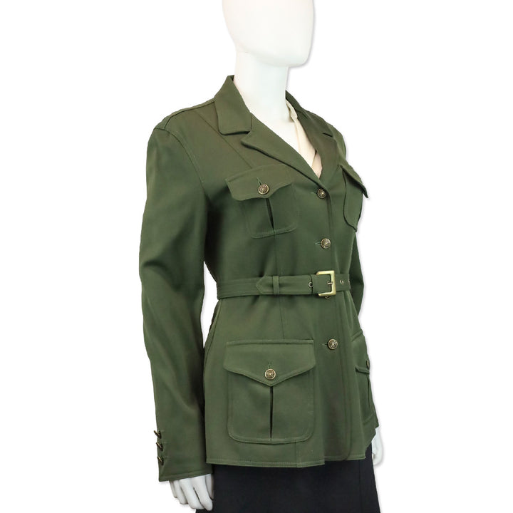 Moschino Jeans Army Green Belted Military Jacket